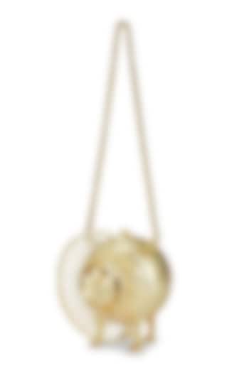 Gold Brass Pig-Shaped Structured Bag by Papa don't preach by Shubhika Accessories at Pernia's Pop Up Shop