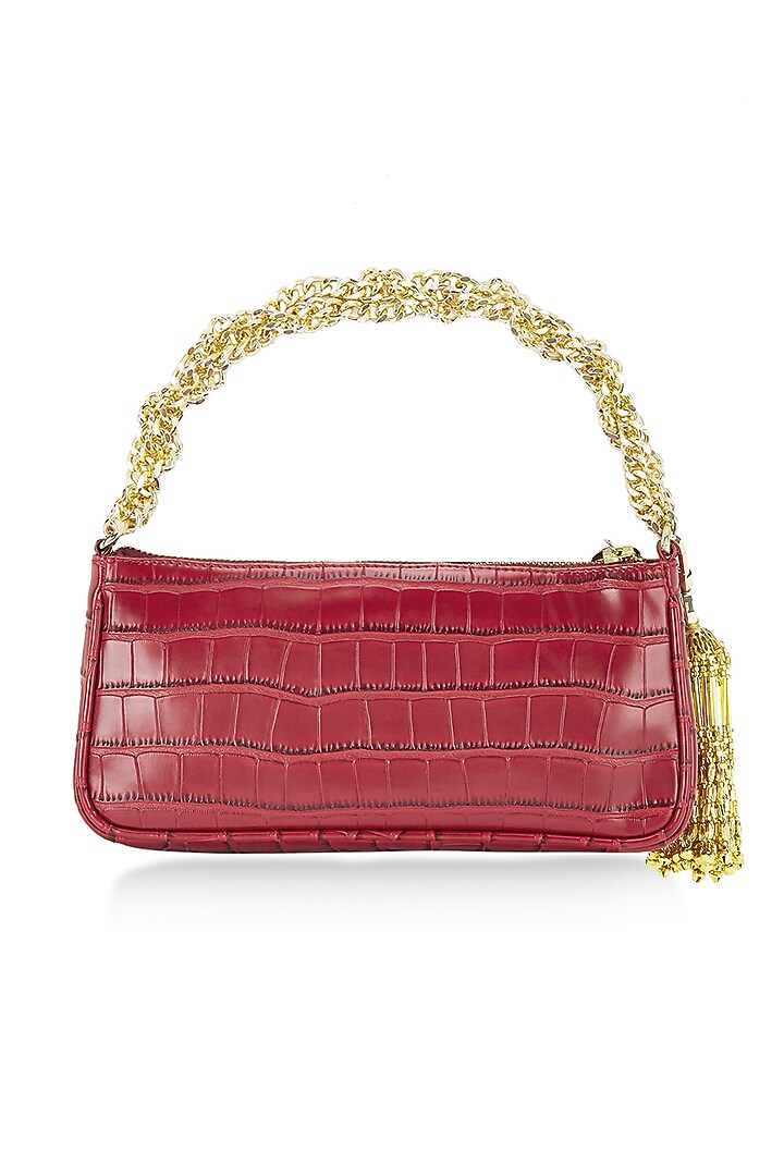 Maroon Embellished Bag by Papa don't preach by Shubhika Accessories at Pernia's Pop Up Shop