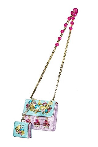 Multi-Colored Embellished Crossbody Bag by Papa don't preach by Shubhika Accessories