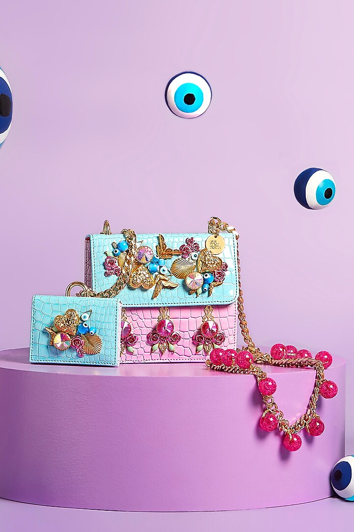 Multi-Colored Embellished Crossbody Bag by Papa don't preach by Shubhika Accessories at Pernia's Pop Up Shop