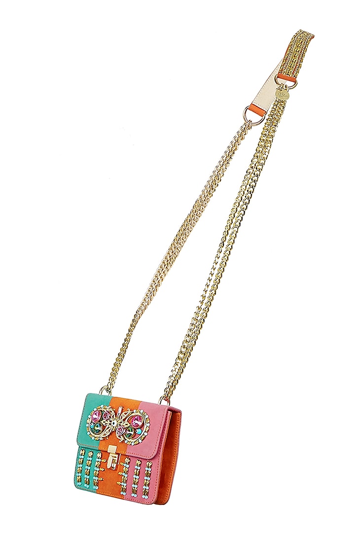 Multi-Color Embellished Crossbody Bag by Papa don't preach by Shubhika Accessories