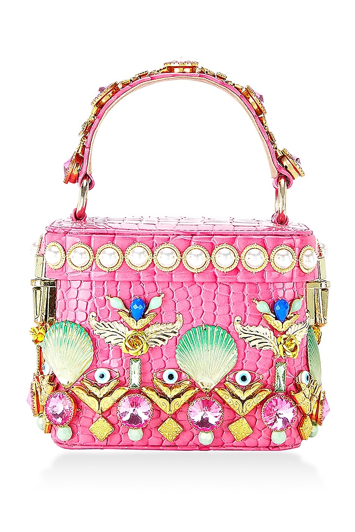 Pink Embellished Camera Bag by Papa don't preach by Shubhika Accessories