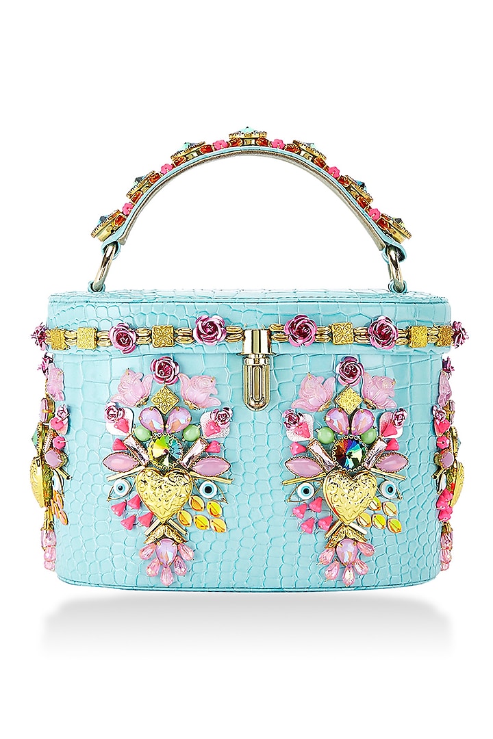 Blue Embellished Binocular Bag by Papa don't preach by Shubhika Accessories