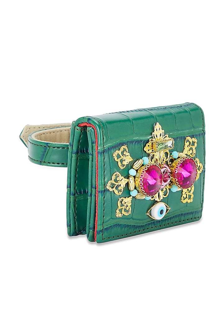 Sacramento Green Embellished Mini Bag by Papa don't preach by Shubhika Accessories