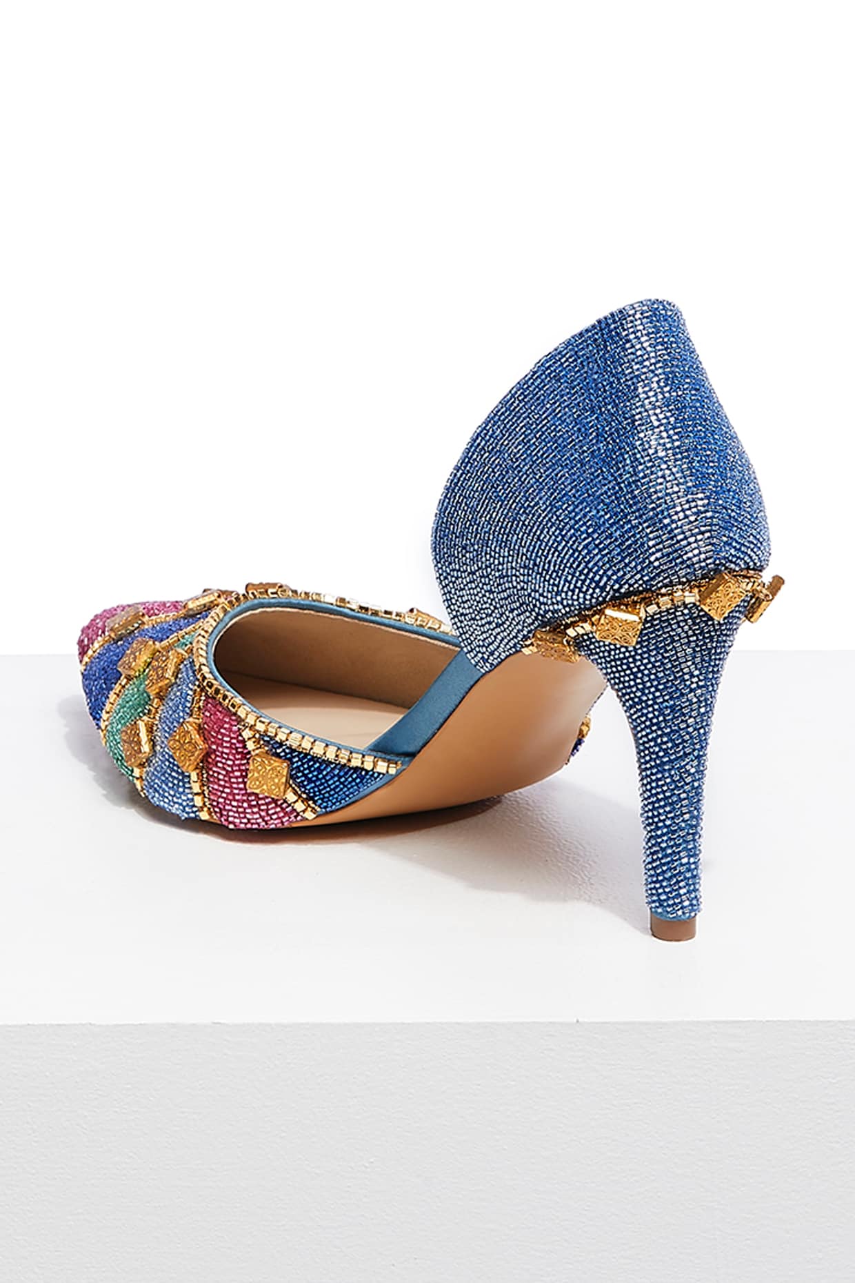 Multi Colored Hand Embroidered Stilettos by Papa don t preach by Shubhika Accessories at Pernia s Pop Up Shop 2024