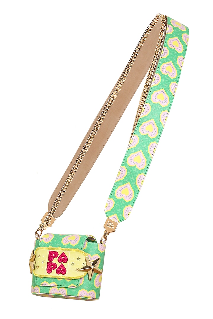 Multi-Colored Faux Leather Printed Binocular Bag by Papa don't preach by Shubhika Accessories
