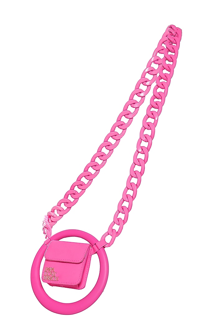 Neon Pink Faux Leather Spidey Handbag by Papa don't preach by Shubhika Accessories at Pernia's Pop Up Shop