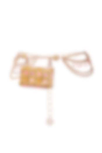 Gold Faux Leather Embellished Belt Bag by Papa don't preach by Shubhika Accessories at Pernia's Pop Up Shop