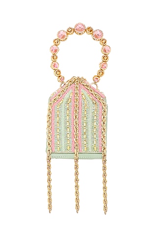 Mint Green Faux Leather & Metal Mini Bag by Papa don't preach by Shubhika Accessories
