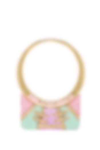 Multi-Colored Faux Leather & Raw Silk Hand Embroidered Handbag by Papa don't preach by Shubhika Accessories at Pernia's Pop Up Shop