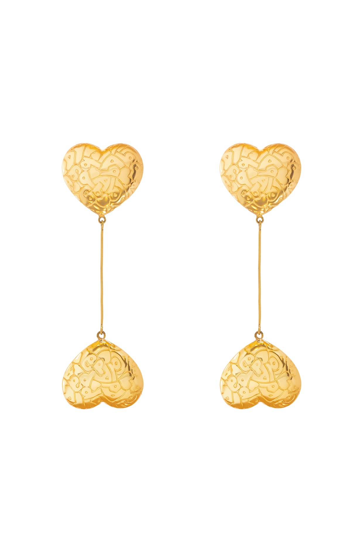 Gold Finish Double Heart Shaped Earrings Design by Papa don t