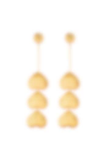 0.5 Micron Gold Finish Triple Heart Dangler Earrings by Papa don't preach by Shubhika Accessories