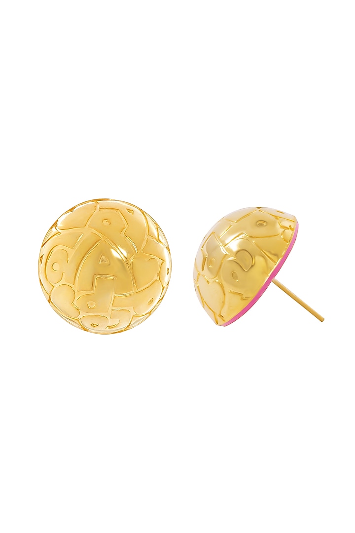 0.5 Micron Gold Finish Enameled Stud Earrings by Papa don't preach by Shubhika Accessories