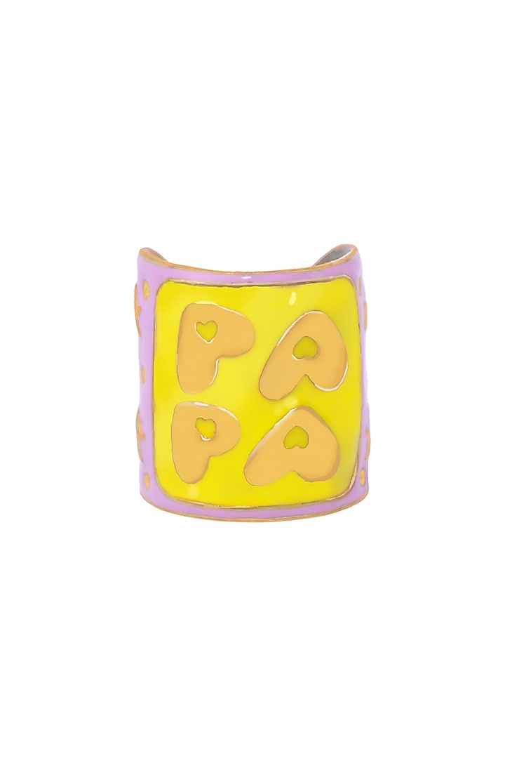 0.5 Micron Gold Finish Hand Enameled Ring by Papa don't preach by Shubhika Accessories