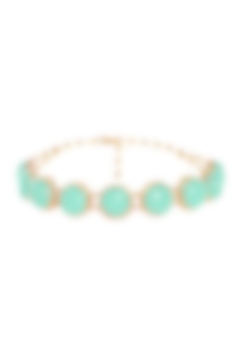 0.5 Micron Gold Finish Aqua Cabochon Choker Necklace by Papa don't preach by Shubhika Accessories