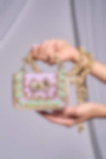 Soft Lilac TPU Motif Embroidered Mini Bag by Papa don't preach by Shubhika Accessories at Pernia's Pop Up Shop