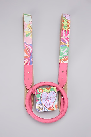 Pink Leather Embellished Backpack by Papa don't preach by Shubhika Accessories