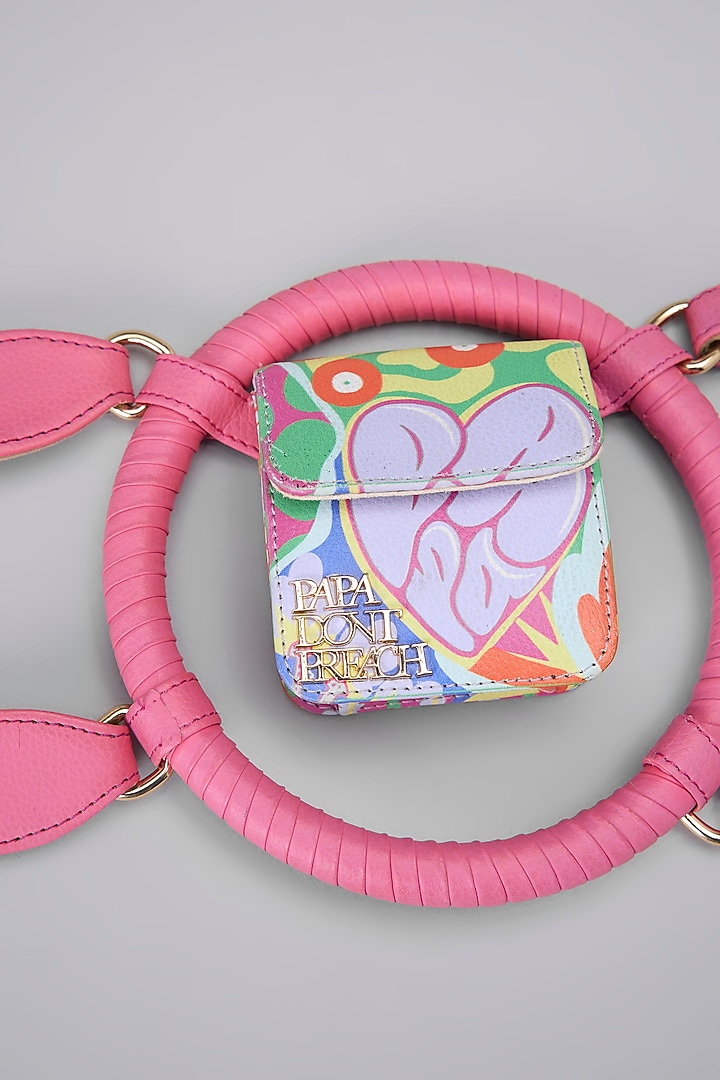 Pink Leather Embellished Backpack by Papa don't preach by Shubhika Accessories at Pernia's Pop Up Shop