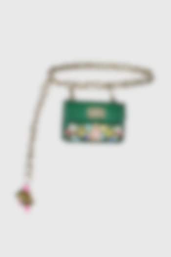 Green Embellished Waist Belt Bag by Papa don't preach by Shubhika Accessories