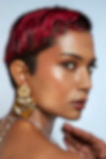 0.2 Micron Gold Finish Sapphic Floral Dangler Earrings by Papa don't preach by Shubhika Accessories