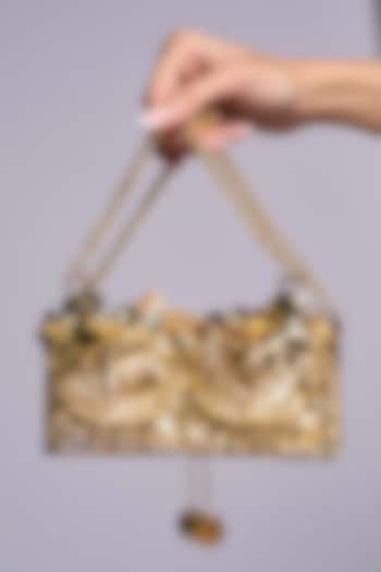 Gold Brass & Velvet Mini Bag by Papa don't preach by Shubhika Accessories at Pernia's Pop Up Shop