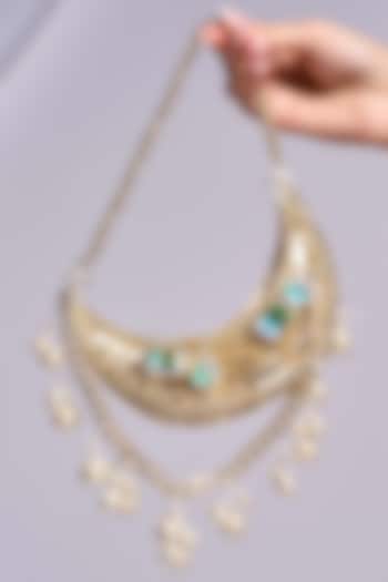 Gold Brass Crystal Embellished Handcrafted Metal Bag by Papa don't preach by Shubhika Accessories at Pernia's Pop Up Shop