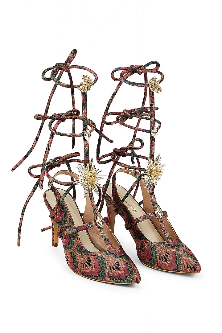 Multi-Colored Brocade Embroidered Stilettos by Papa don't preach by Shubhika Accessories at Pernia's Pop Up Shop