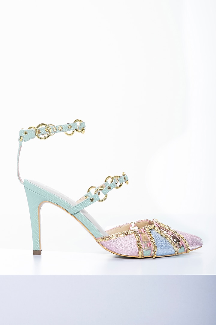 Multi-Colored PU & Faux Leather Ringlet Stilettos by Papa Don't Preach by Shubhika Footwear at Pernia's Pop Up Shop