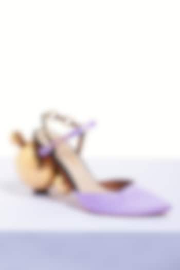 Lilac PU & Satin Pointy-Toe Heels by Papa Don't Preach by Shubhika Footwear