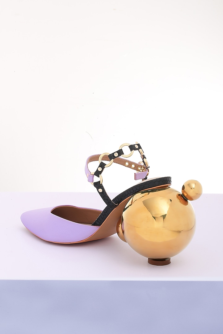 Lilac PU & Satin Pointy-Toe Heels by Papa Don't Preach by Shubhika Footwear at Pernia's Pop Up Shop