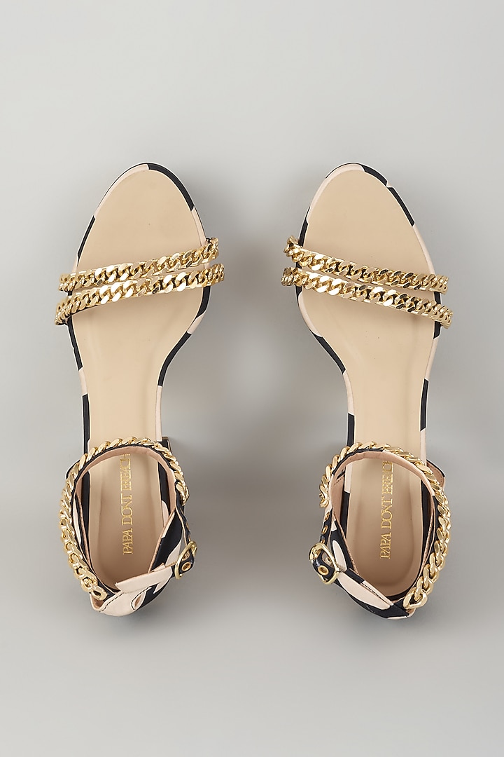 Black & White Taffeta Printed Block Heels by Papa Don't Preach by Shubhika Footwear at Pernia's Pop Up Shop