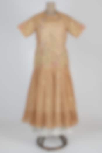 Peach Embroidered Party Wear Anarkali With Pants by Prama by Pratima Pandey at Pernia's Pop Up Shop