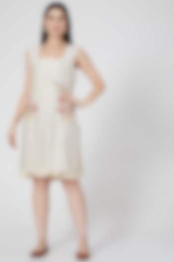 Ivory Embroidered Short Vacation Dress With Slip by Prama by Pratima Pandey at Pernia's Pop Up Shop