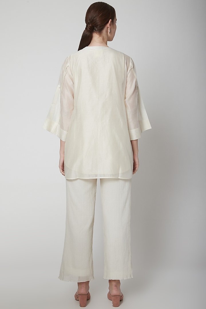 Ivory Sequins Embroidered Shirt With Pants by Prama by Pratima Pandey at Pernia's Pop Up Shop