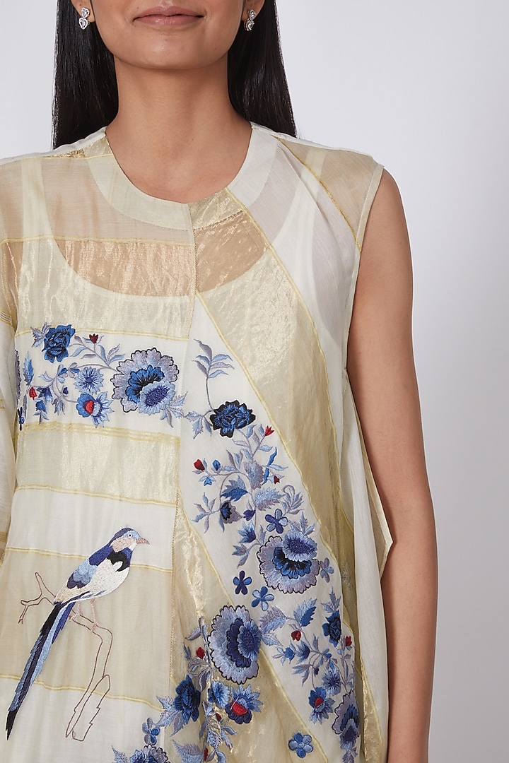 Gold & Ivory Embroidered Vacation Dress by Prama by Pratima Pandey at Pernia's Pop Up Shop