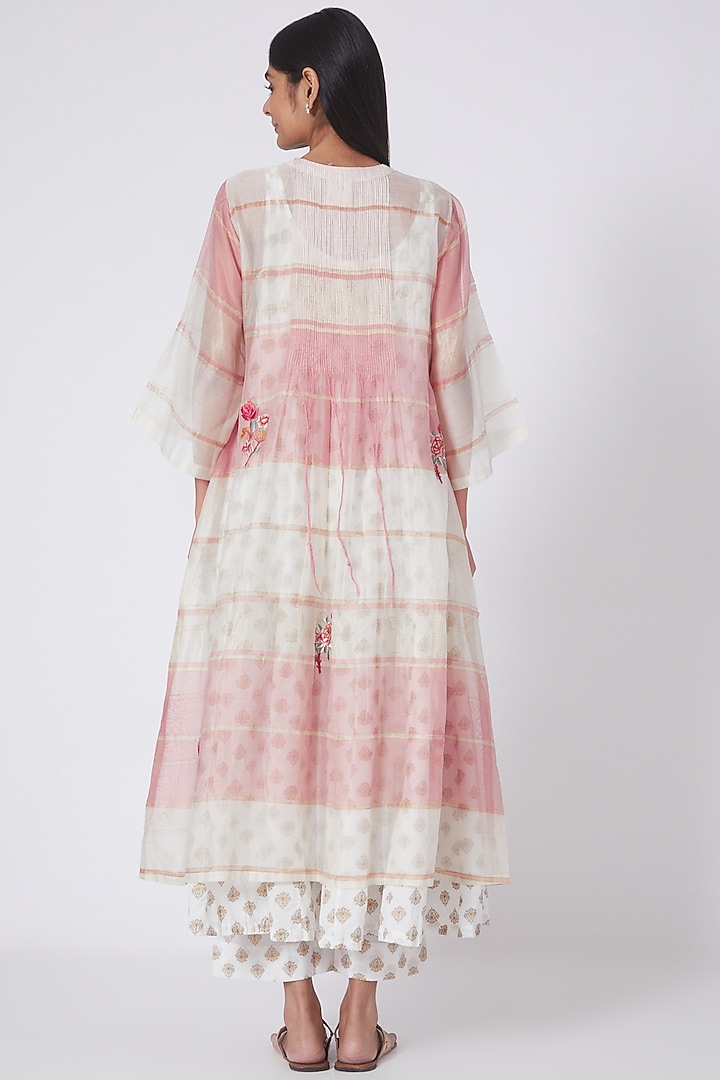 Blush Pink & Ivory Embroidered Tunic Set by Prama by Pratima Pandey at Pernia's Pop Up Shop