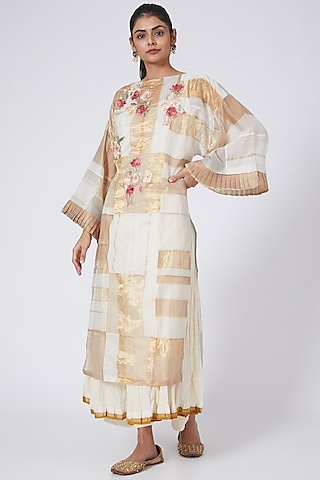 Ivory Zardosi Embroidered Kurta Set by Prama by Pratima Pandey