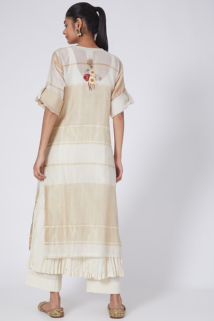 Ivory Zardosi Embroidered Kurta Set by Prama by Pratima Pandey at Pernia's Pop Up Shop