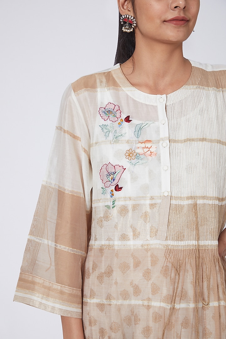 Ivory & Beige Embroidered Kurta Set by Prama by Pratima Pandey at Pernia's Pop Up Shop