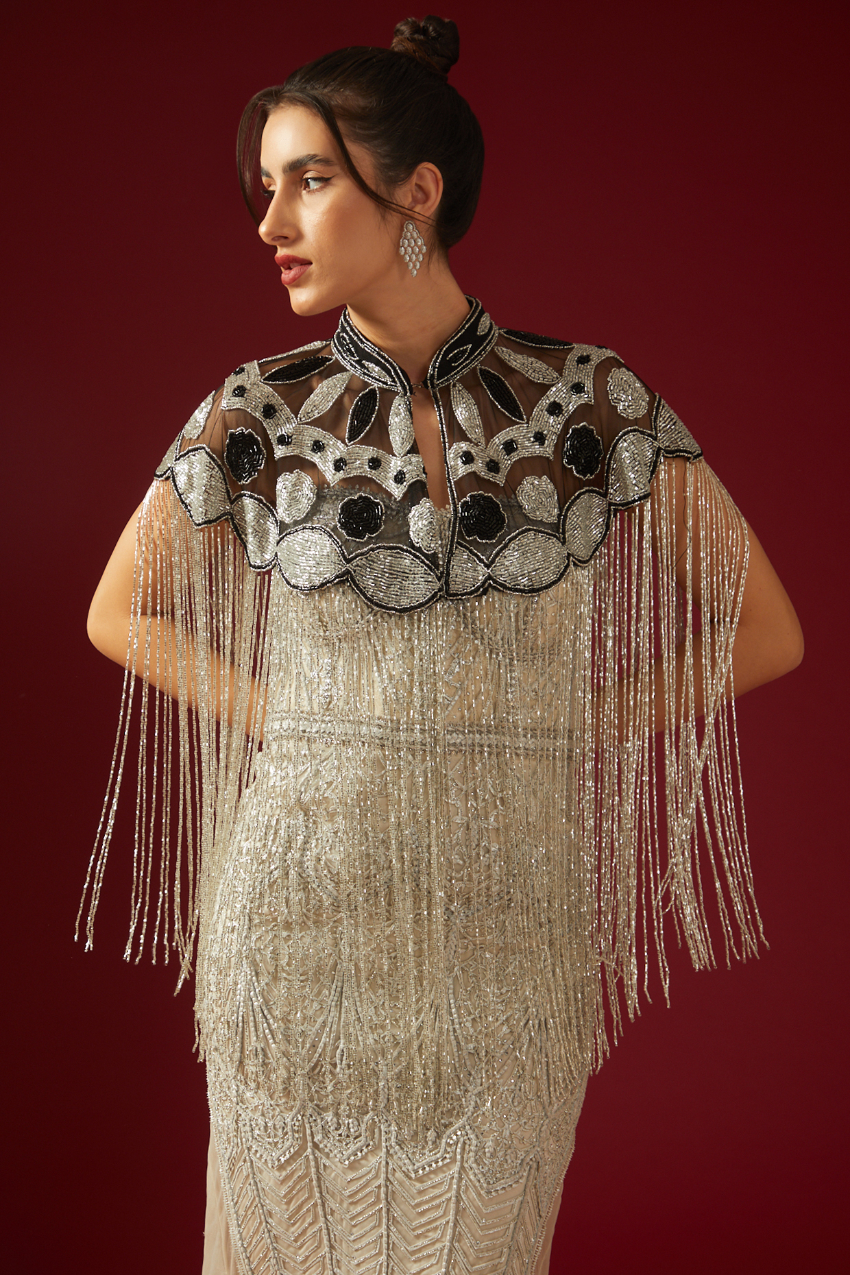 Black & White Embroidered Cape by PETERPAN TRINKETS at Pernia's Pop Up Shop