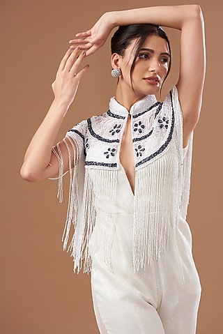 Black & White Embroidered Cape by PETERPAN TRINKETS