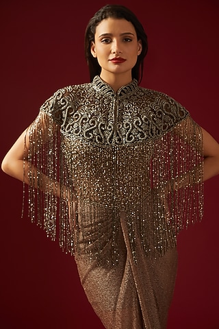 Grey Embroidered Cape by PETERPAN TRINKETS
