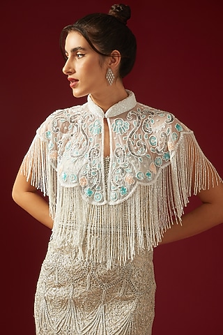 White Embroidered Cape by PETERPAN TRINKETS