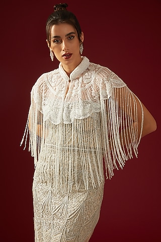 White Embroidered Cape by PETERPAN TRINKETS