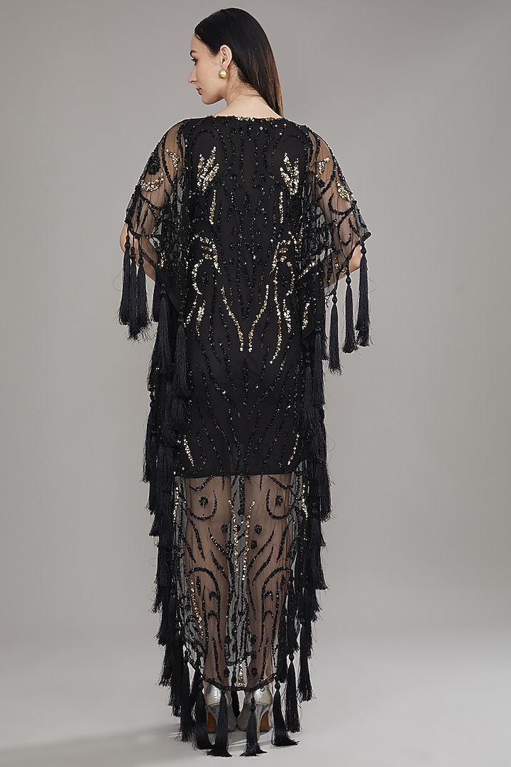 Black Cutdana Embellished Kaftan by PETERPAN TRINKETS at Pernia's Pop Up Shop