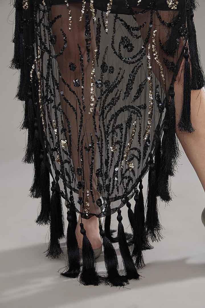 Black Cutdana Embellished Kaftan by PETERPAN TRINKETS at Pernia's Pop Up Shop