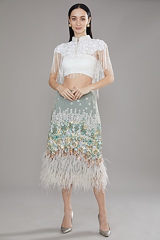 White Sequins & Cutdana Cape by PETERPAN TRINKETS