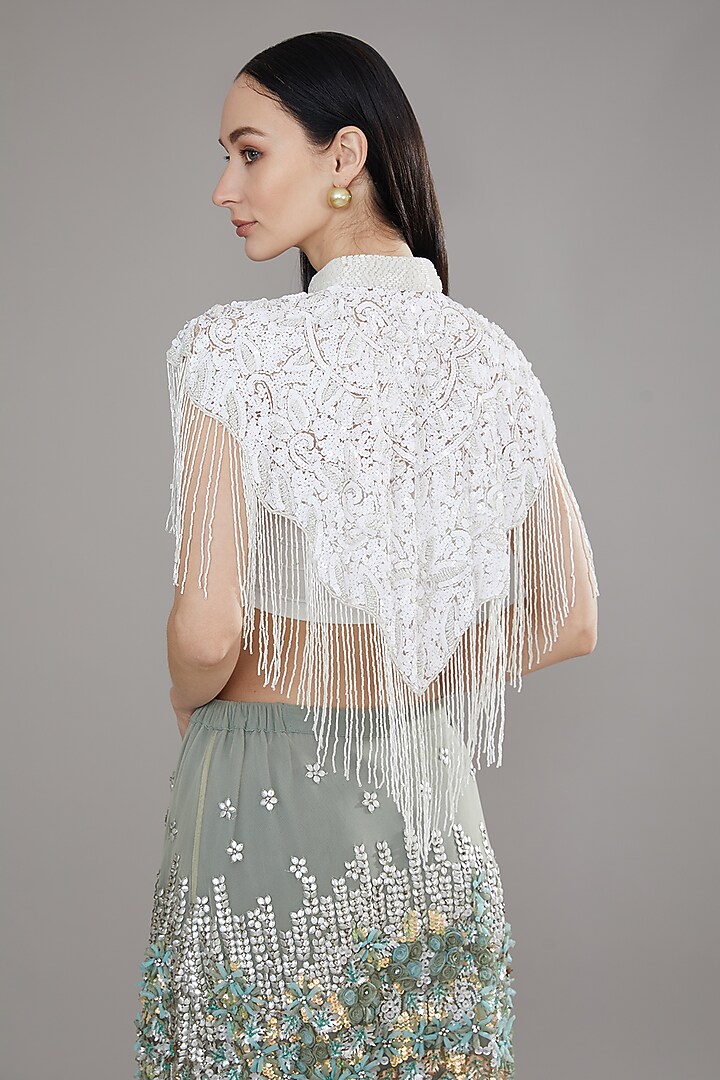 White Sequins & Cutdana Cape by PETERPAN TRINKETS at Pernia's Pop Up Shop