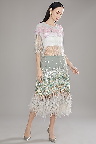White Sequins & Cutdana Cape by PETERPAN TRINKETS