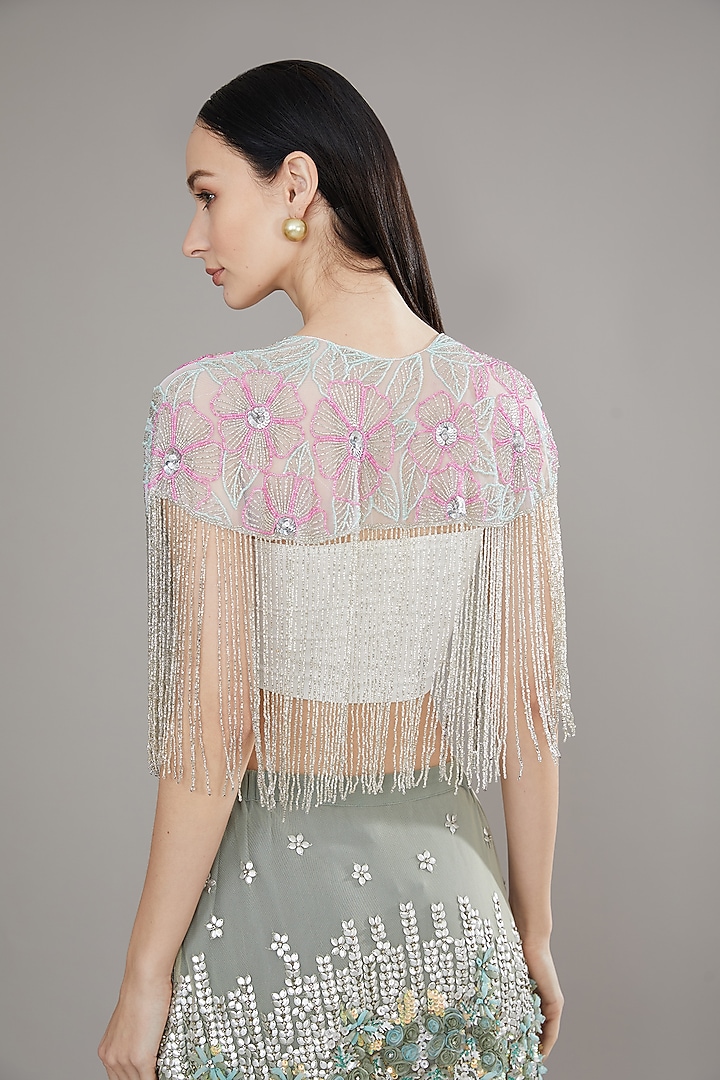 White Sequins & Cutdana Cape by PETERPAN TRINKETS at Pernia's Pop Up Shop